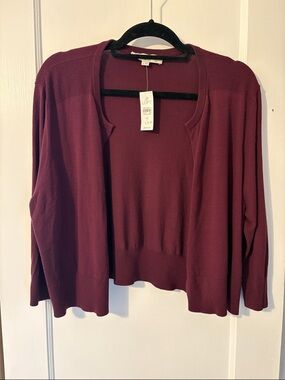 LOFT Burgundy Open-Front Women's Cardigan Sweater